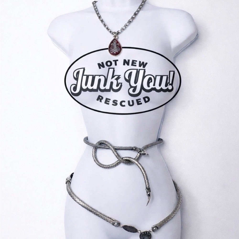 Vintage Mesh Snake Belt Necklace DL Auld Silver Hand Clasp 39” - Picture 12 of 12